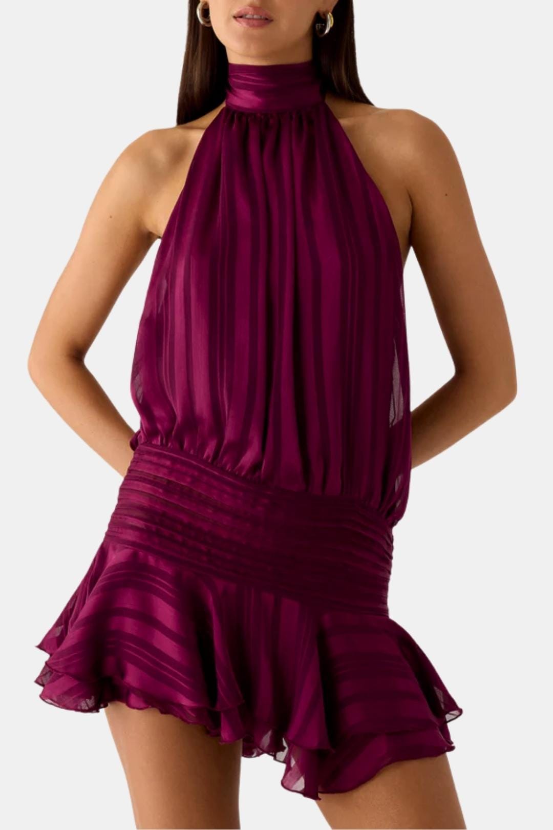 Women's Sleeveless Halter Mini Dress - VibreMode