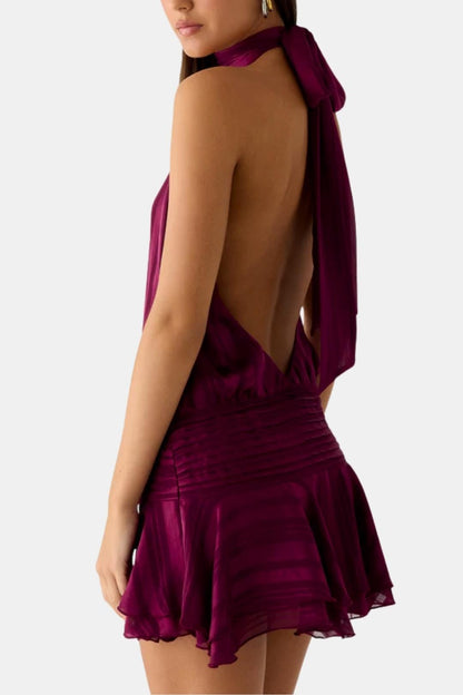 Image of Reba | Women's Sleeveless Halter Mini Dress