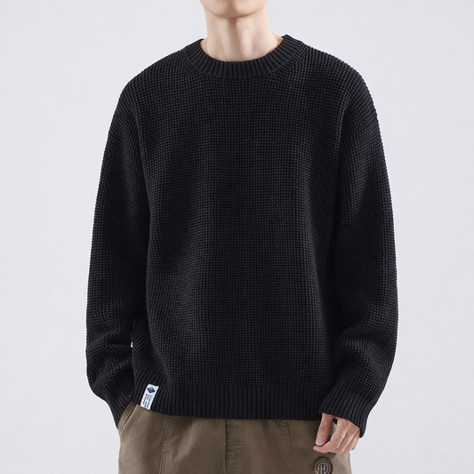 Men's Textured Crew Neck Sweater - VibreMode