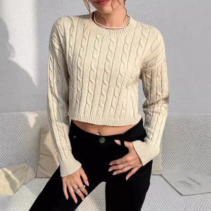 Women's Cropped Cable Knit Sweater - Vonnera