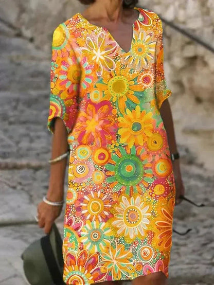 Image of Regina | Women's Floral V-Neck Midi Dress