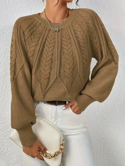 Image of Renee | Women's Cable Knit Long Sleeve Sweater