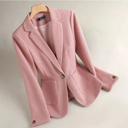 Women's Classic Single Breasted Wool Blazer - VibreMode