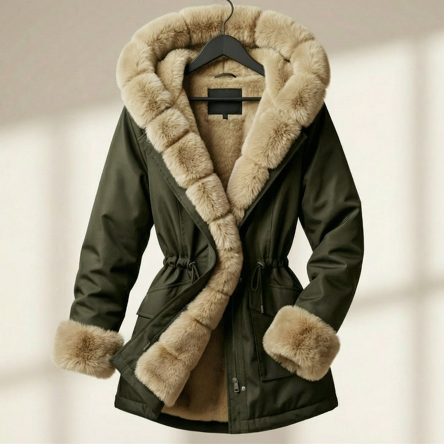 Renee Women's Fur Trim Hooded Coat - Vonnera