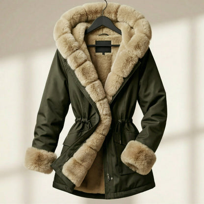 Renee Women's Fur Trim Hooded Coat - Vonnera