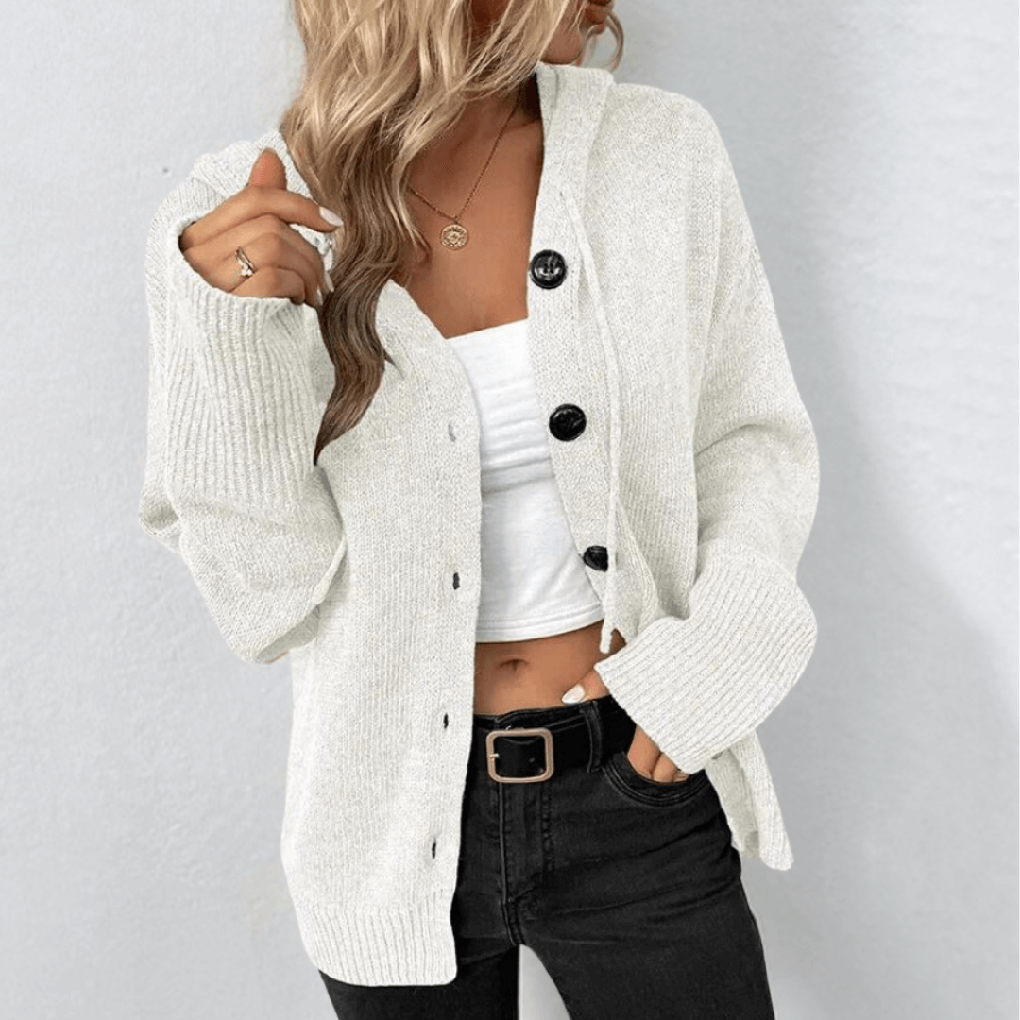 Women's Knit Cardigan Button Down Puffer Detail