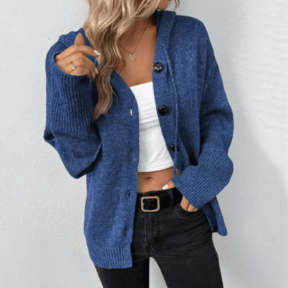 Women's Knit Cardigan Button Down Puffer Detail