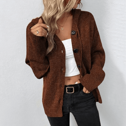 Women's Knit Cardigan Button Down Puffer Detail