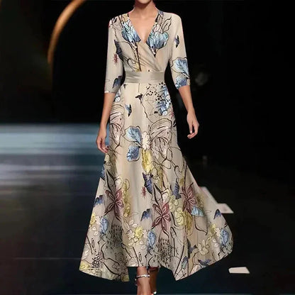 Reverie – Floral Belted Kaftan Maxi Dress