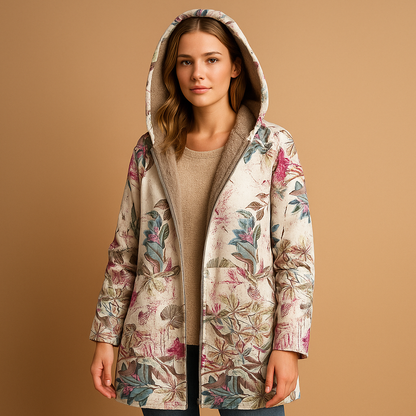 Women’s reversible thermal hooded jacket with lightweight insulation, moisture-regulating fabric, and flattering fit for cold-weather wear.