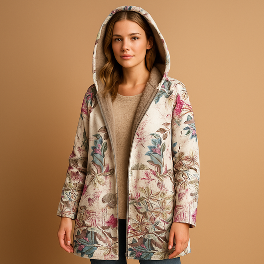 Women’s reversible thermal hooded jacket with lightweight insulation, moisture-regulating fabric, and flattering fit for cold-weather wear.