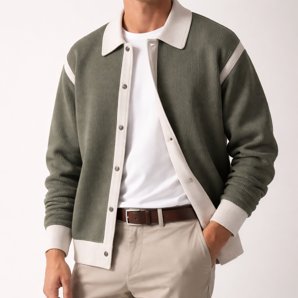Men's Varsity Jacket Button-Down - VibreMode
