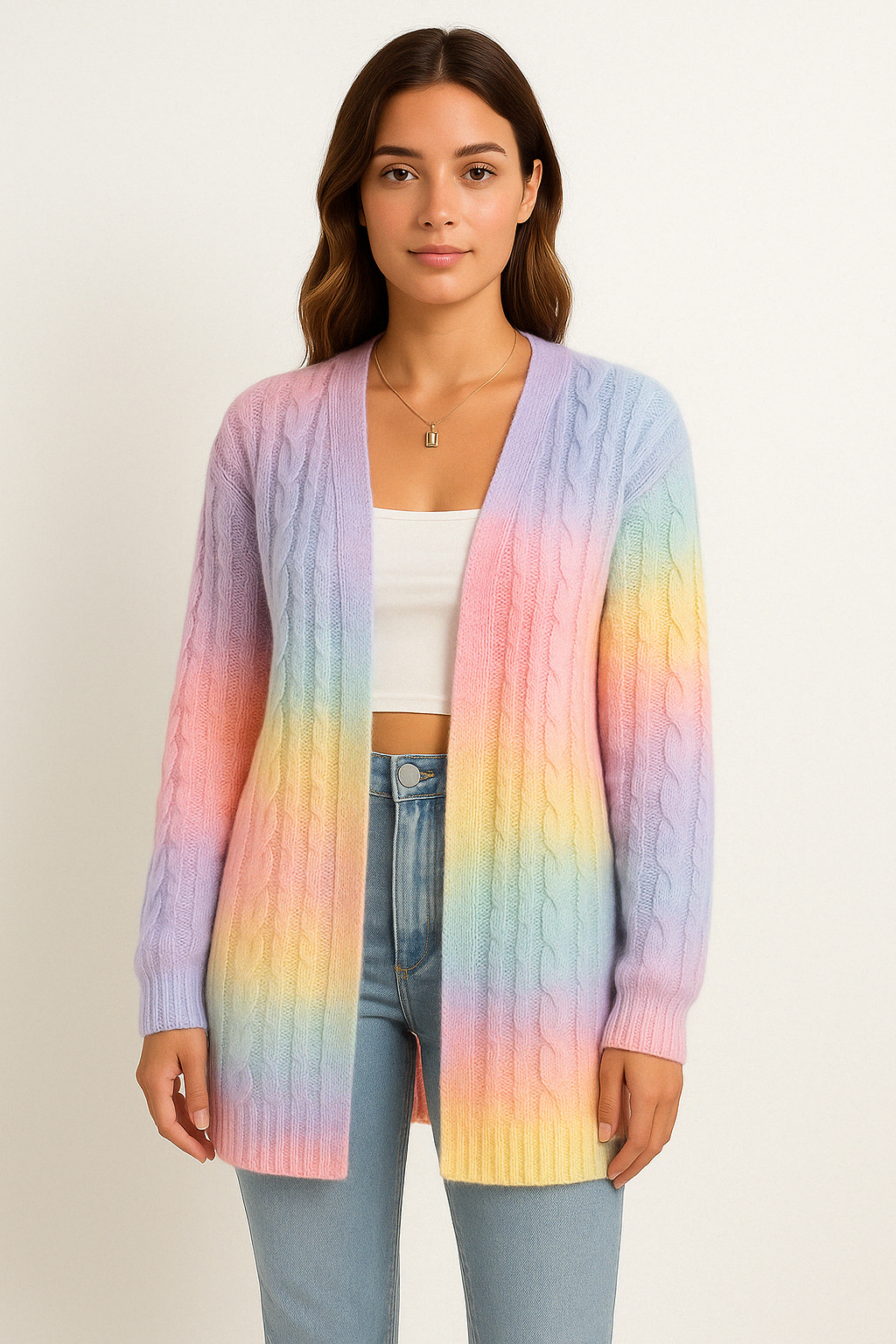 Women's Cable Knit Cardigan Long Sleeve - Vonnera