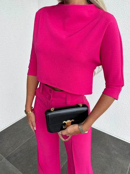 Women's Lounge Set Cropped Wide Leg Pants