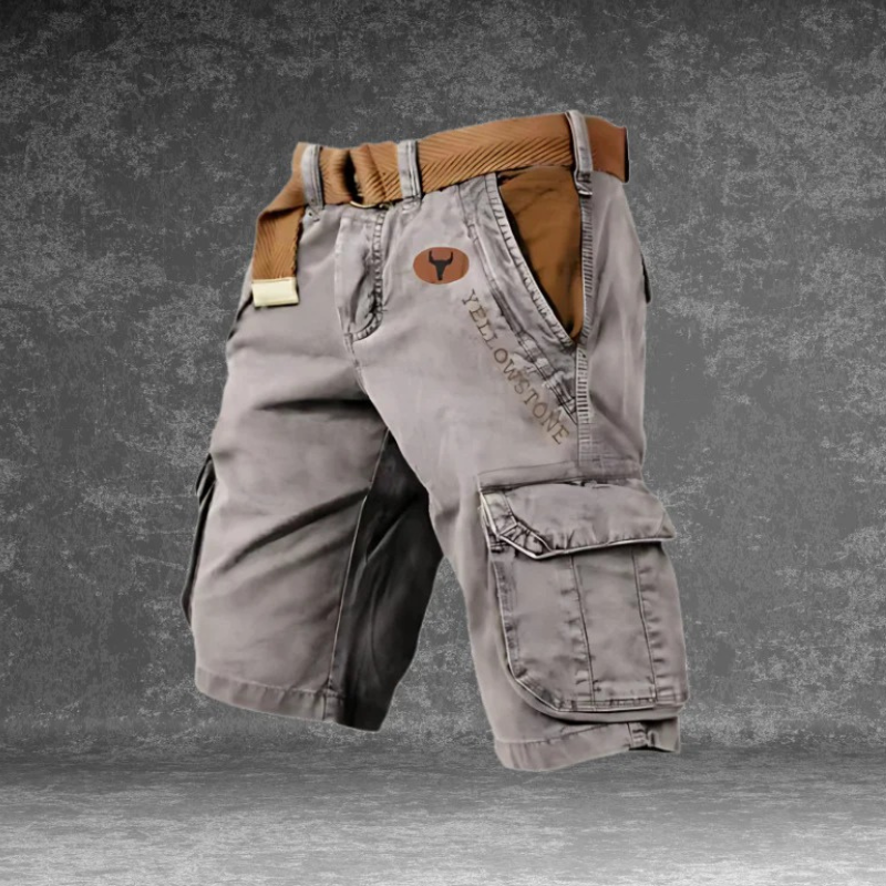 Men's Cargo Shorts Belted Cotton Beige - Vonnera
