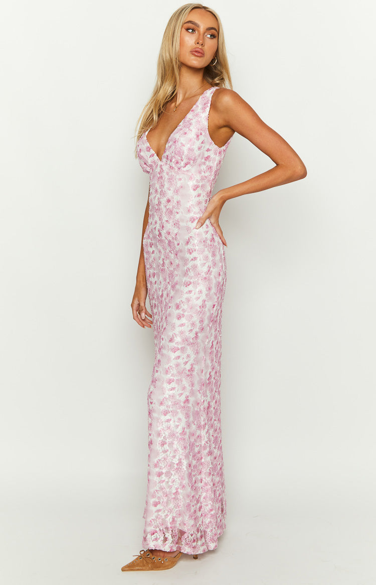 Women's Sleeveless Wedding Dress Floral Design
