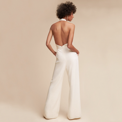 Women's Backless Halter Neck Jumpsuit Rose