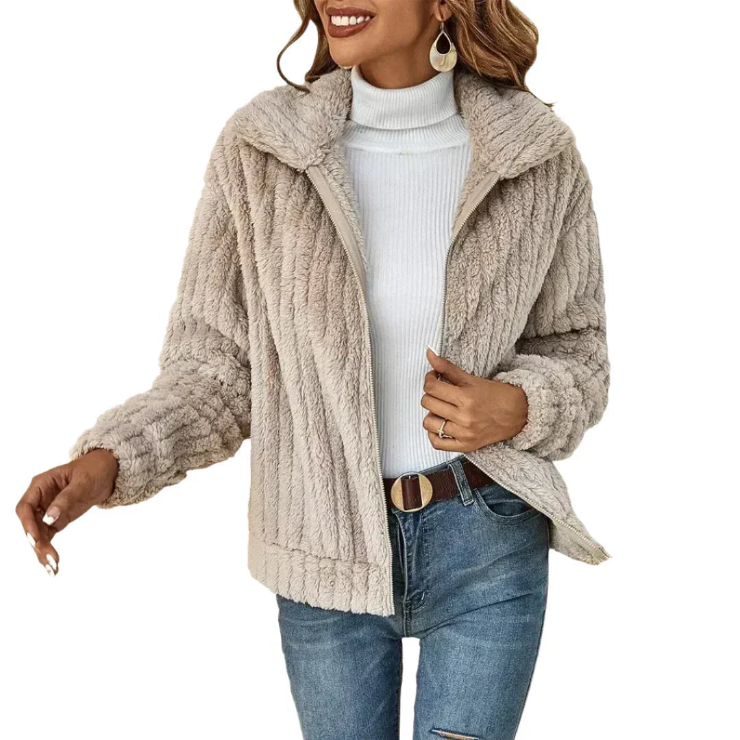Women's Relaxed Fit Zip Up Jacket Rose - Vonnera
