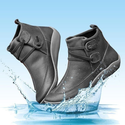 Image of Rosemary | Women's Flat Ankle Boots with Button Detail