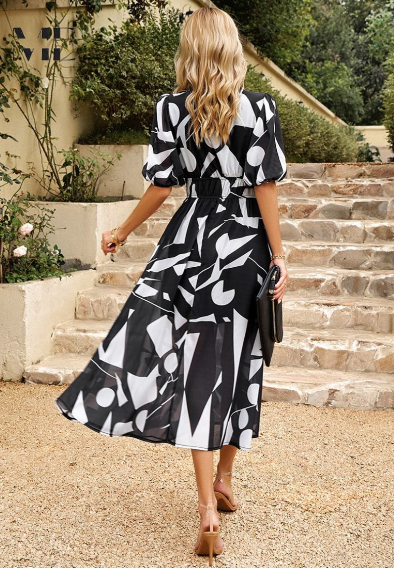 Image of Rosie | Women's Floral V-Neck A-Line Midi Dress