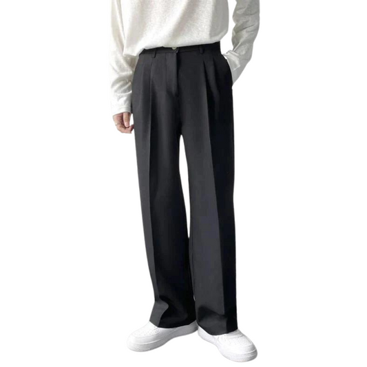 Men's Pleated Wide Leg Dress Pants - VibreMode