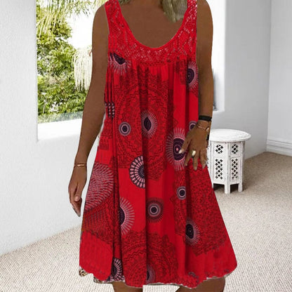 Women's Midi Summer Dress Wide Shoulder Straps