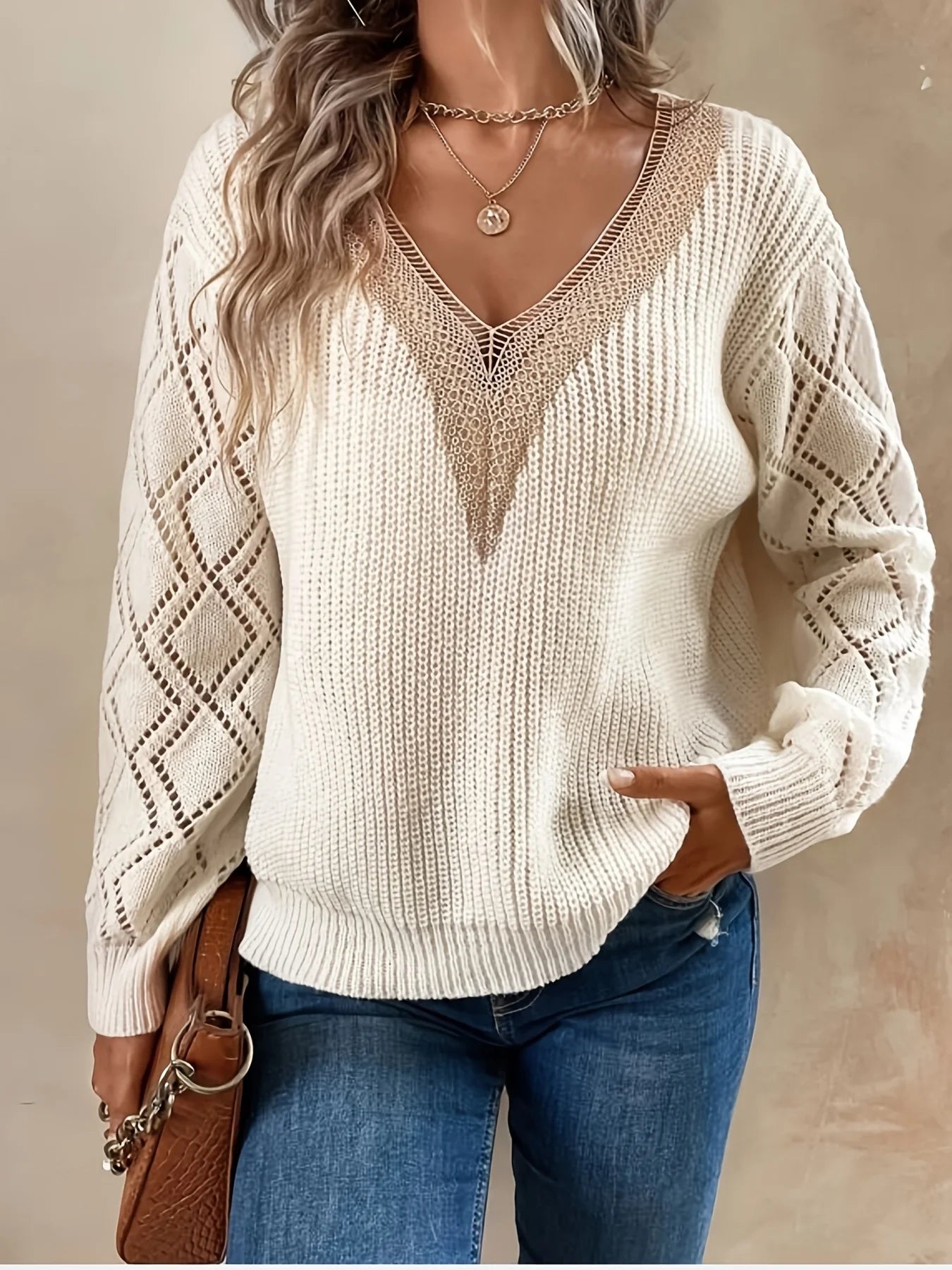 Women's V-Neck Knit Sweater - Vonnera