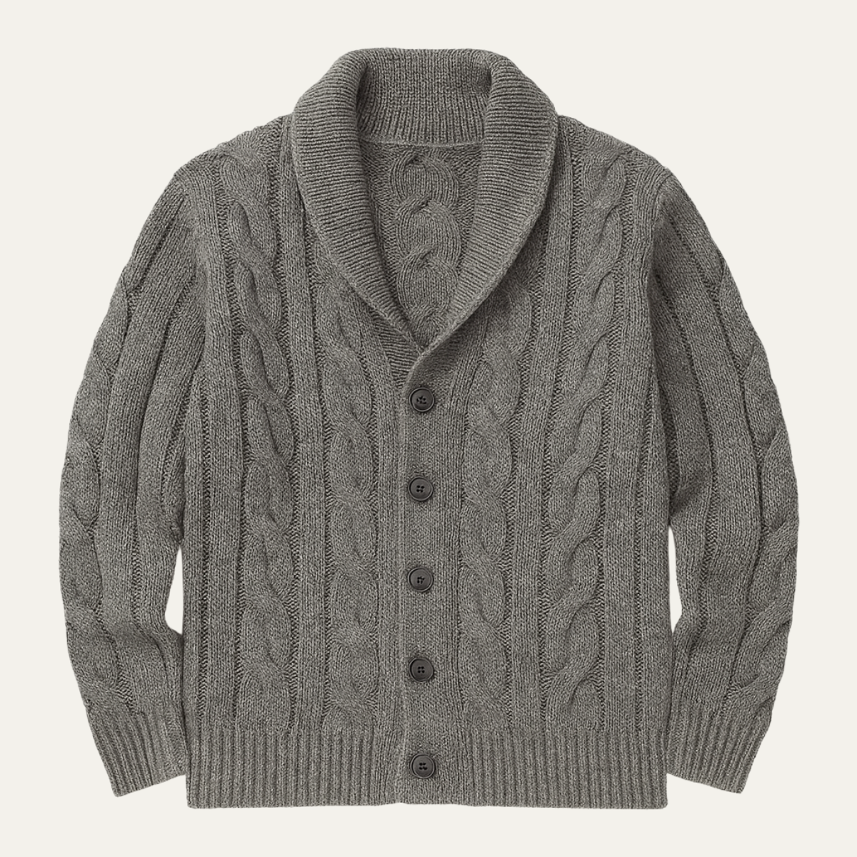 Men's Cable Knit Cardigan Shawl Collar Button Up - Vonnera