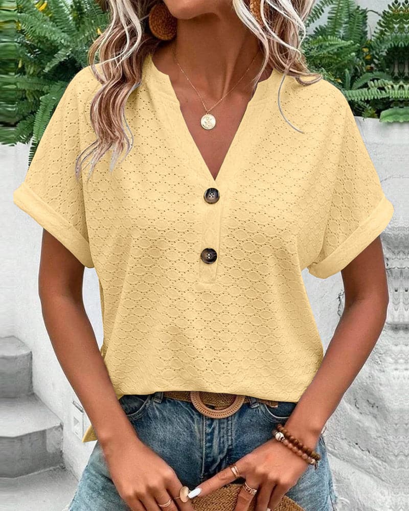 Women's V-Neck Button Down Blouse - Vonnera
