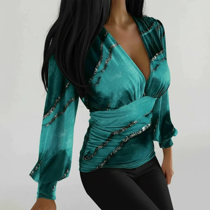 Women's Ruched Long Sleeve Blouse