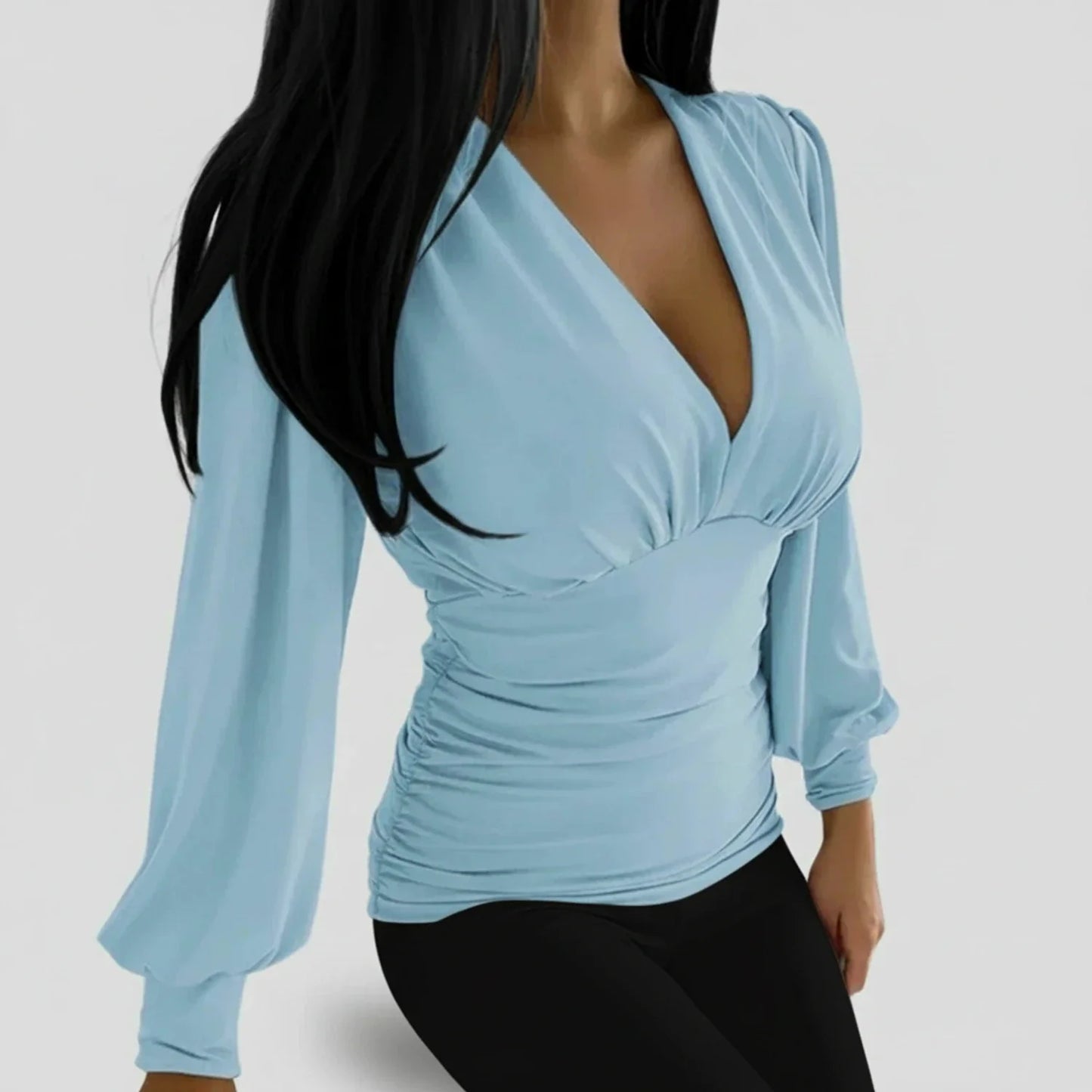 Women's Ruched Long Sleeve Blouse