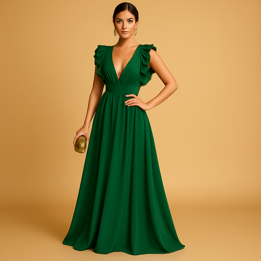 Women's Long Sleeve Ruffle Dress - Vonnera