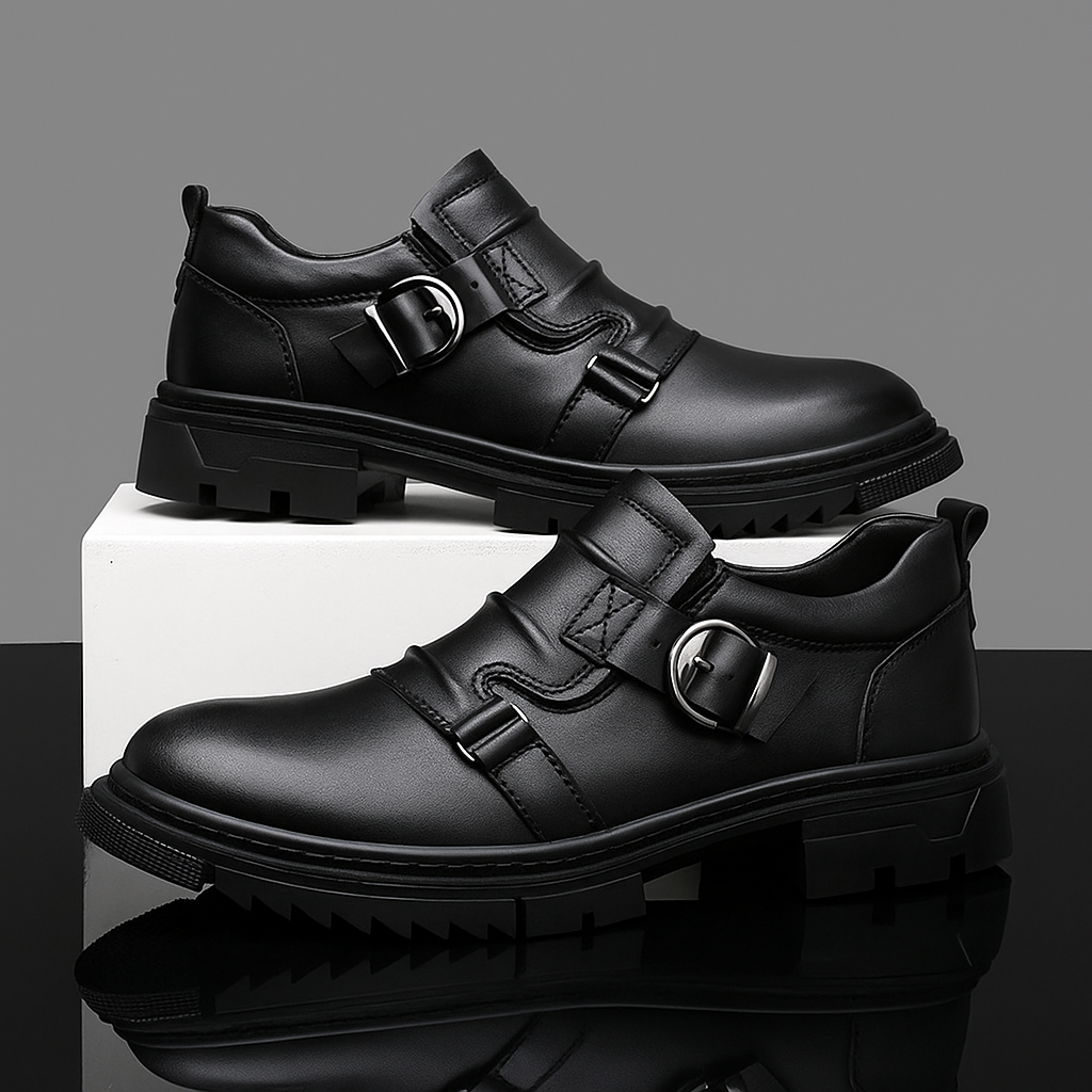 Men's Leather Buckle Dress Shoes - VibreMode