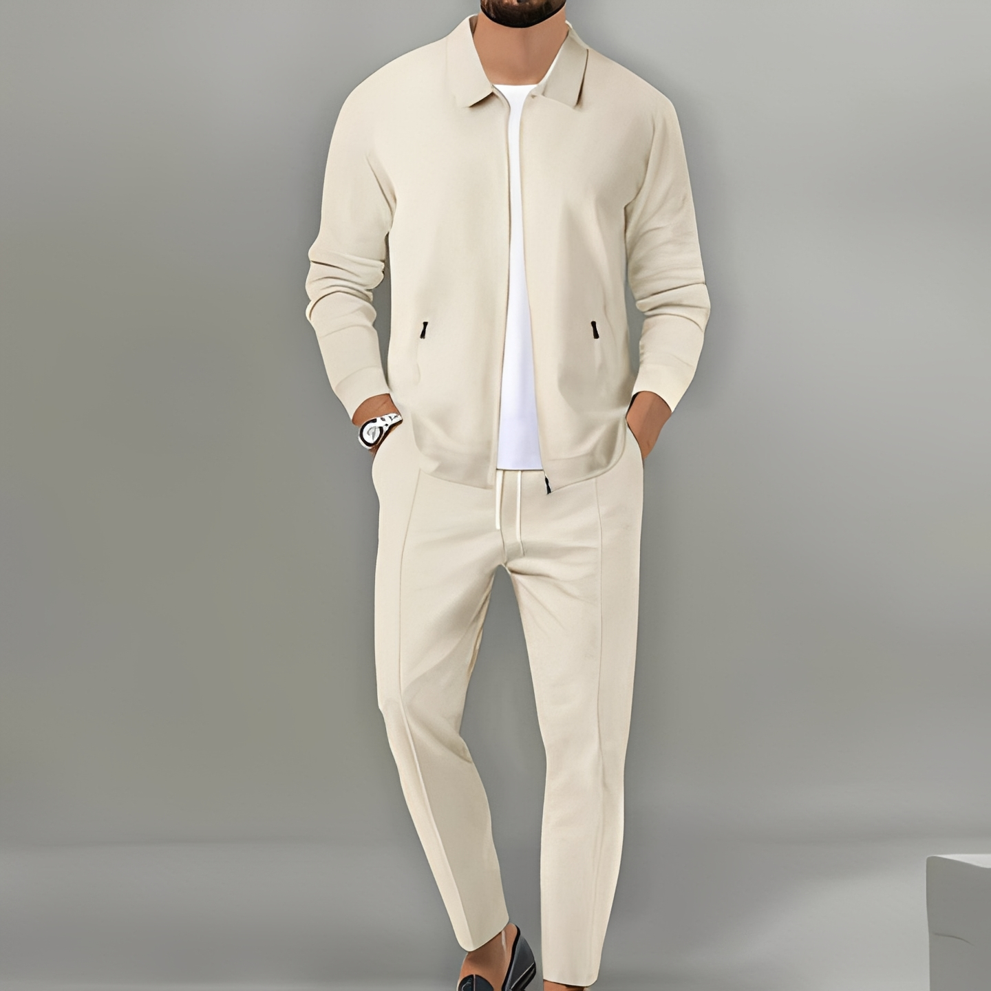 Men's Zip Up Jacket Suit Set