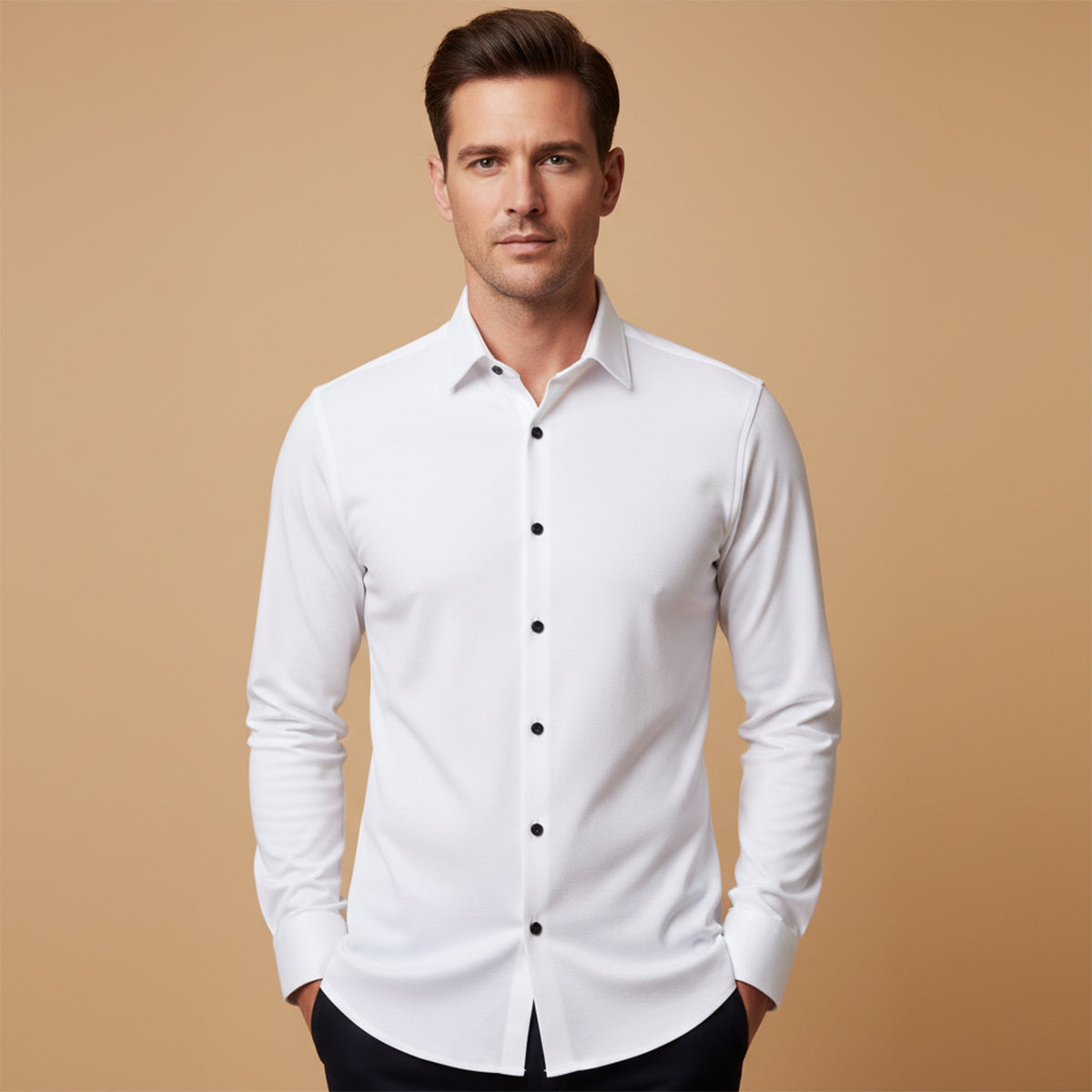 Men's Classic Formal Dress Shirt Cotton Button Up White