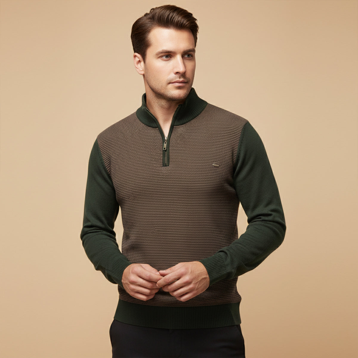 Men's Half Zip Knit Sweater Winter Wool