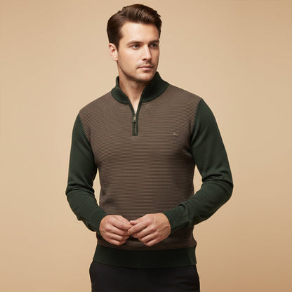 Men's Half Zip Knit Sweater Winter Wool