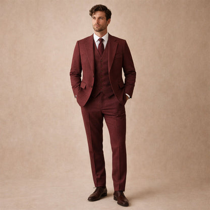 Men's Tweed Suit Herringbone Blazer Waistcoat Trousers