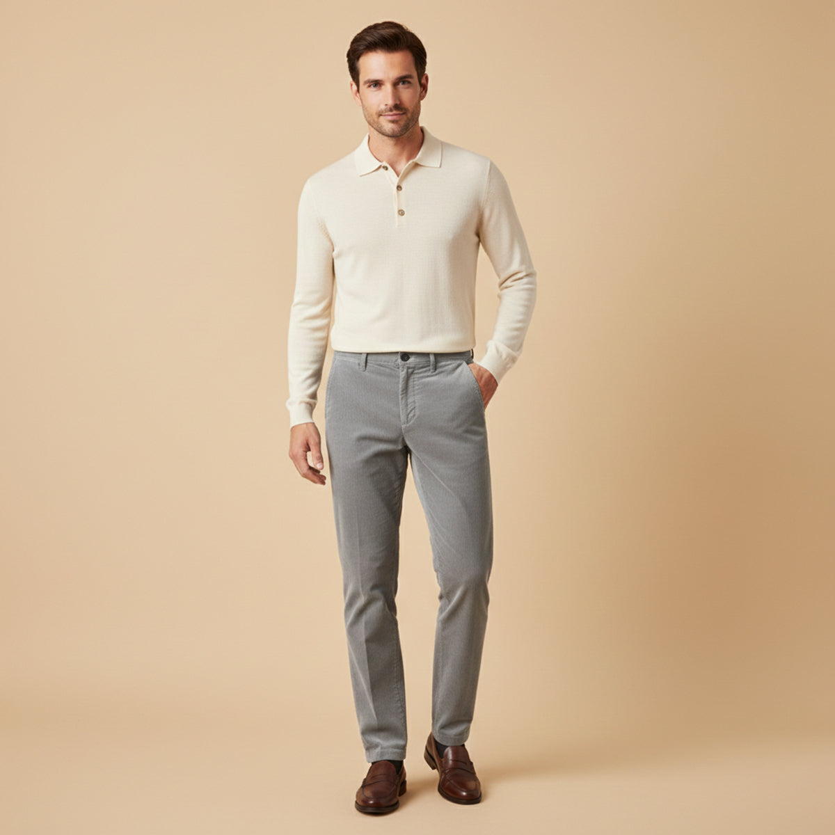 Men's Corduroy Casual Pants Elastic Waist