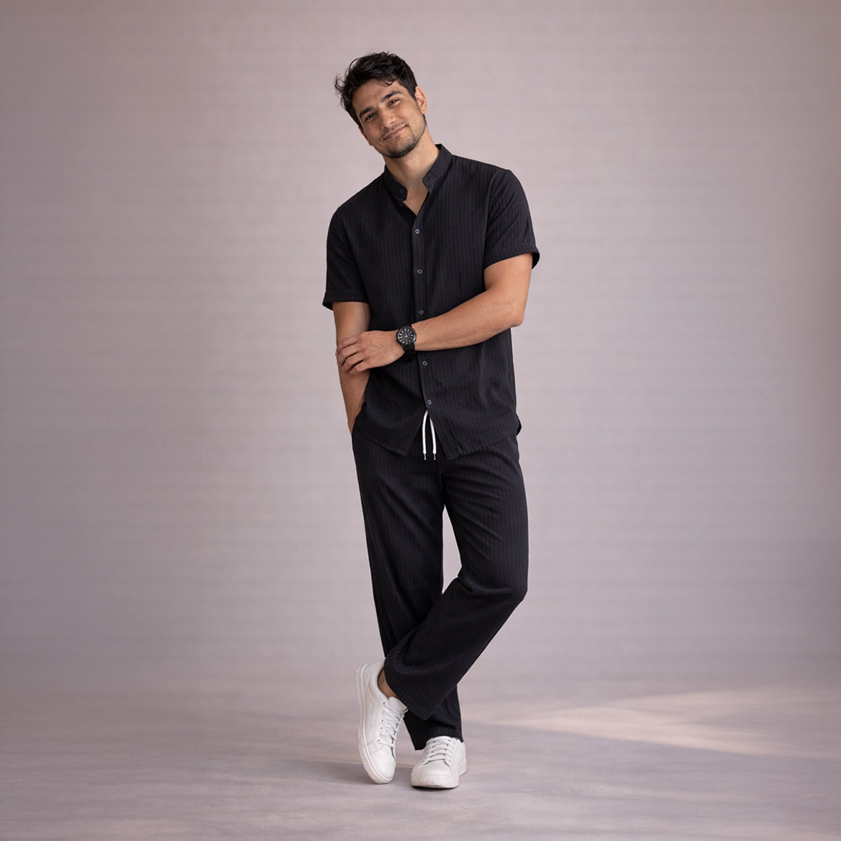 Men's Linen Summer Shirt And Pants Set Soft Beige