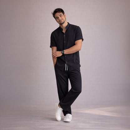 Men's Linen Summer Shirt And Pants Set Soft Beige