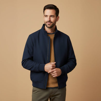 Men's Fleece Lined Windbreaker Jacket Lightweight Multi Pocket