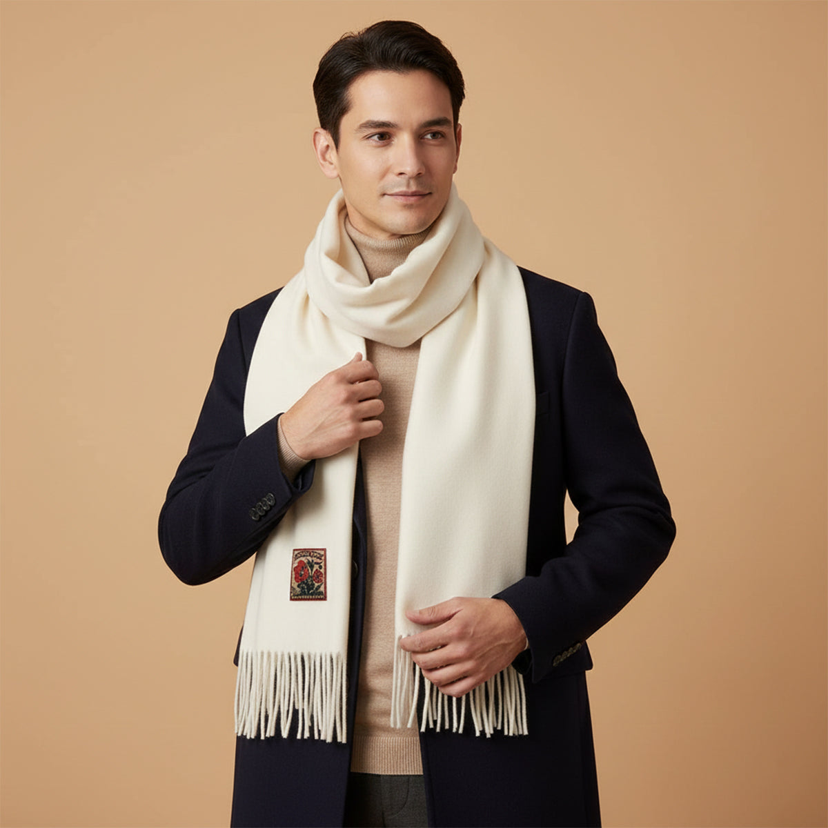 Men's Merino Cashmere Scarf White