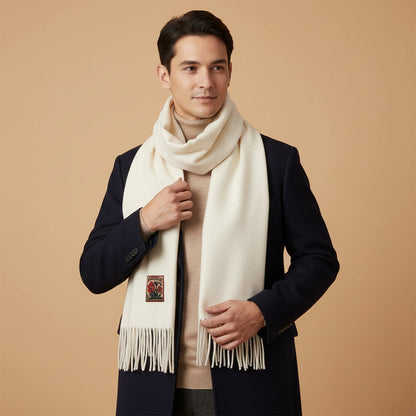 Men's Merino Cashmere Scarf White