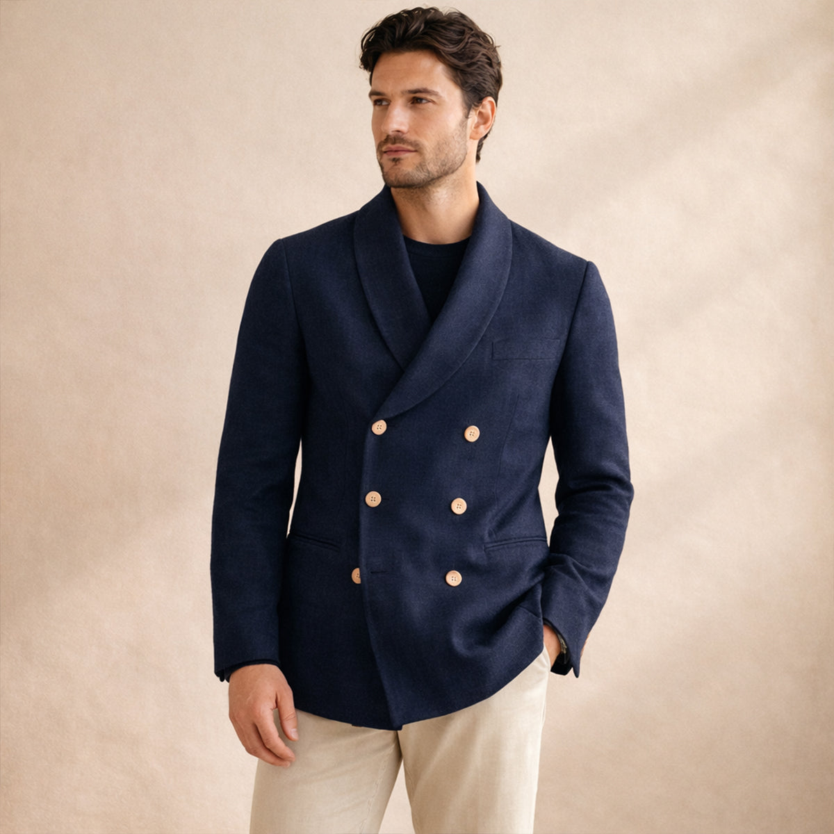 Cannes Men V Neck Double Breasted Shirt