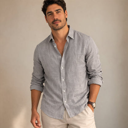 Men's Cotton Linen Beach Shirt Soft