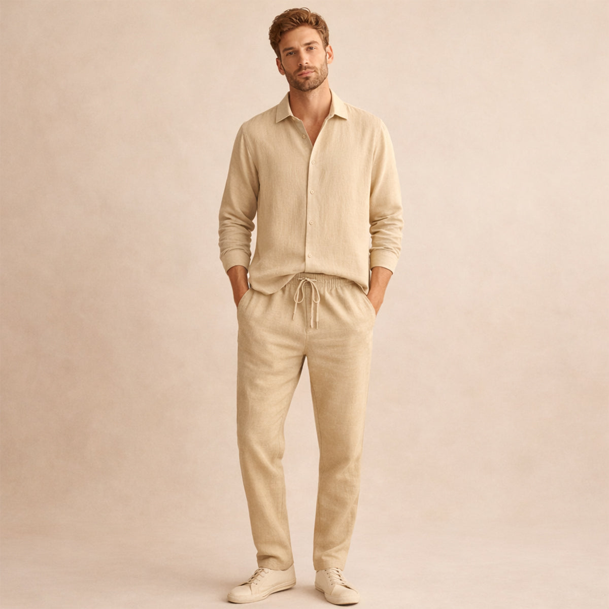 Men's Linen Summer Set Shirt Pants
