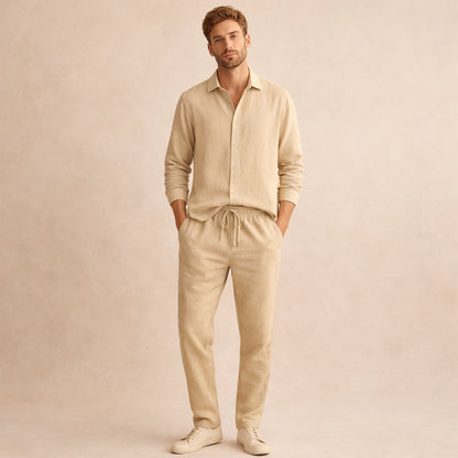 Men's Linen Summer Set Shirt Pants