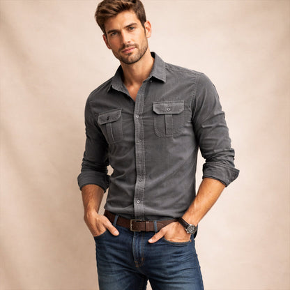Norwick Men's Corduroy Shirt Button Down Casual