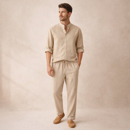 Men's Summer Casual Shirt And Trousers Set